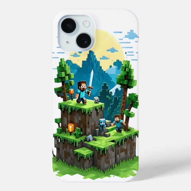 BlockQuest Adventures - Pixel Art iPhone 15 Fall Case-Mate iPhone Hülle (Rückseite)