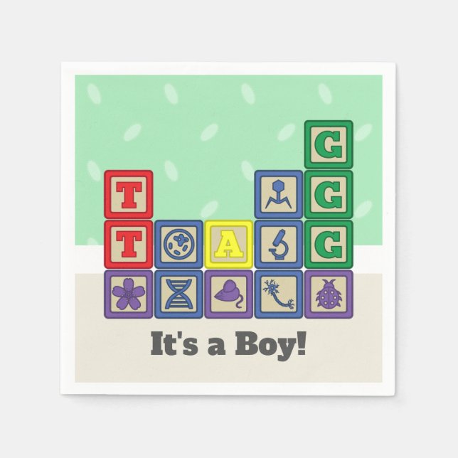 Blocks Baby Shower Napkins von Future Biologist Serviette (Vorderseite)