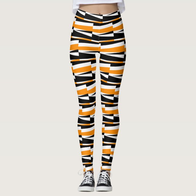 Blocksäulen und gelbe Balken symmetrisch Leggings (Vorderseite)