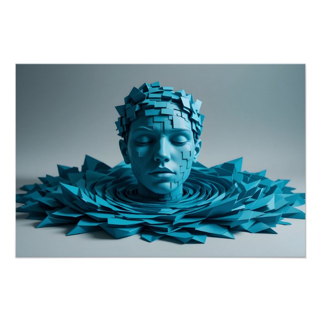 Blockscape Water Portrait Poster (Vorderseite)