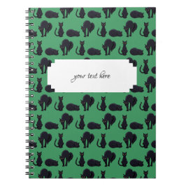 Blockschwarze Katzen Halloween Pixel Art Muster Notizblock