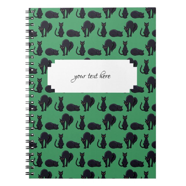 Blockschwarze Katzen Halloween Pixel Art Muster Notizblock (Vorderseite)