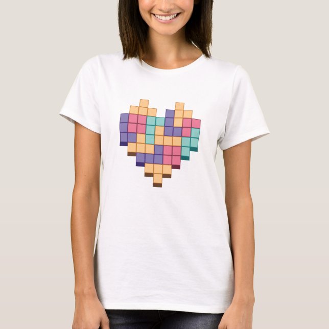 Blockspiel Herzschrittstil T-Shirt (Vorderseite)