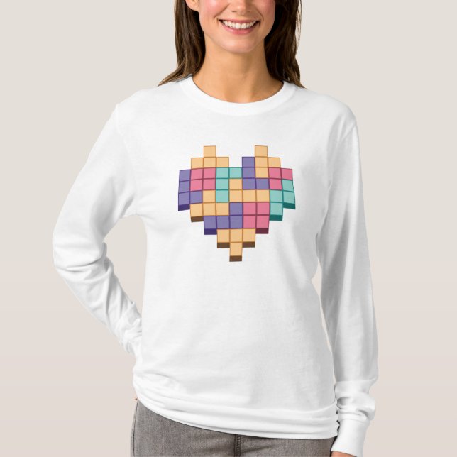 Blockspiel Herzschrittstil T-Shirt (Vorderseite)