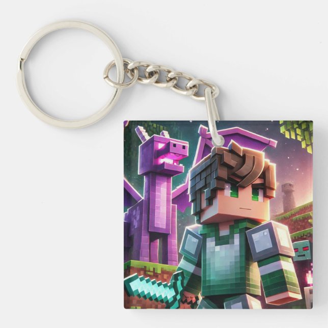 Blockstyle Dark Dragon Diamond Sword Schlüsselanhänger (Vorderseite)