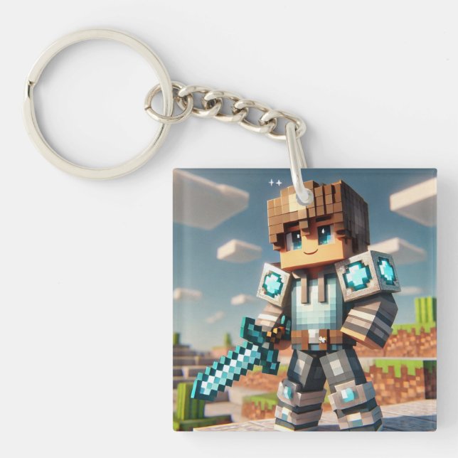 Blockstyle Dark Dragon Diamond Sword Schlüsselanhänger (Vorderseite)