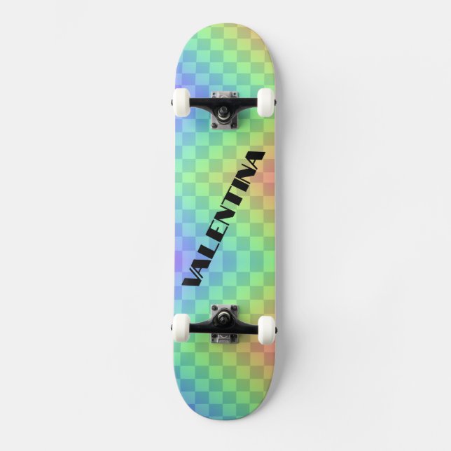 Blocktypografie farbiger Regenbogen-Individuelle N Skateboard (Vorderseite)
