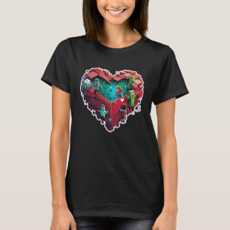 Blocky Characters with Heart 1 T-Shirt