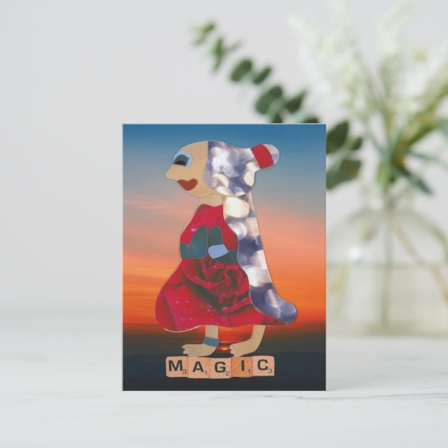 Bloemen roos vrouw in sunset the sky is the limit  postkarte (Stehend Vorderseite)