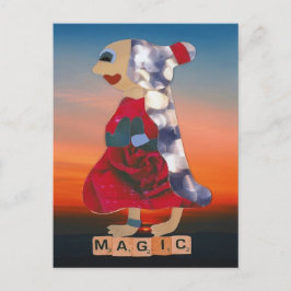 Bloemen roos vrouw in sunset the sky is the limit  postkarte