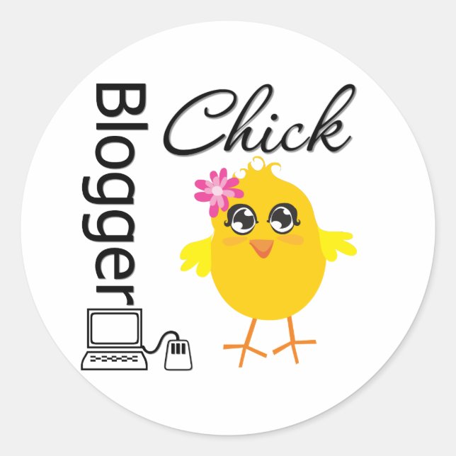 Blogger Chick Runder Aufkleber (Vorderseite)