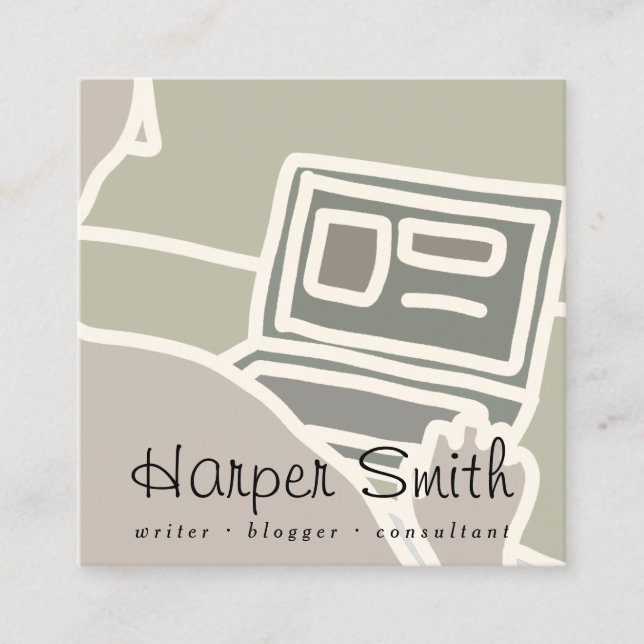 Blogger für Notebook-Computer Quadratische Visitenkarte (Vorderseite)