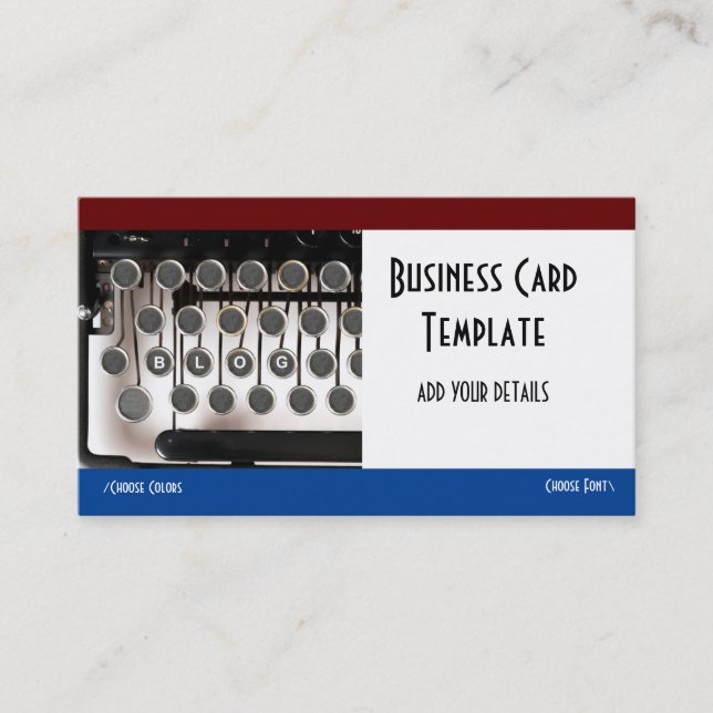 Blogger für Schreibmaschine Visitenkarte (Vorderseite)