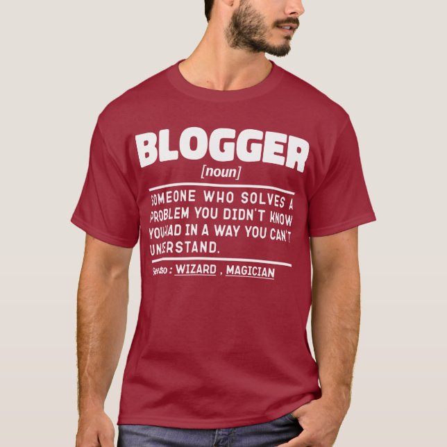 Blogger Noun Definition Funny Writing Zitat Cool T-Shirt (Vorderseite)