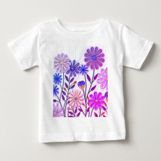 Blogs in Paper & Thread: 3D-Wildblume Baby T-shirt (Vorderseite)