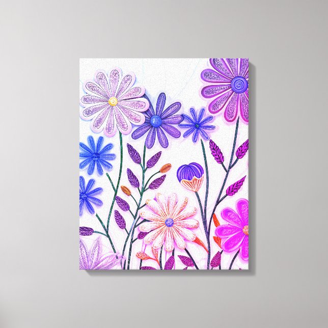 Blogs in Paper & Thread: 3D-Wildblume Leinwanddruck (Vorderseite)