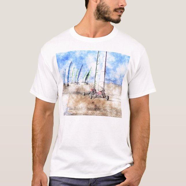 Blokart Rennläufer auf dem Strand T-Shirt (Vorderseite)