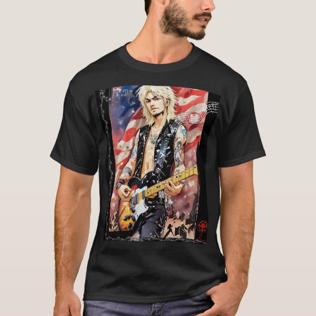 Blond American Rocker Design T-Shirt (Vorderseite)