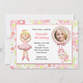 Blond Ballerina Geburtstagsparty Einladung