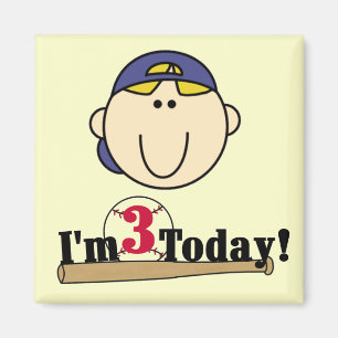 Blond Boy Baseball 3. Geburtstag Magnet