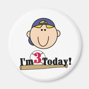 Blond Boy Baseball 3. Geburtstag Magnet