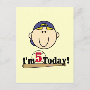 Blond Boy Baseball 5. Geburtstag Postkarte