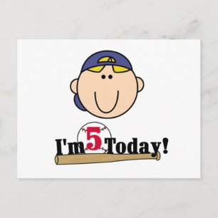 Blond Boy Baseball 5. Geburtstag Postkarte