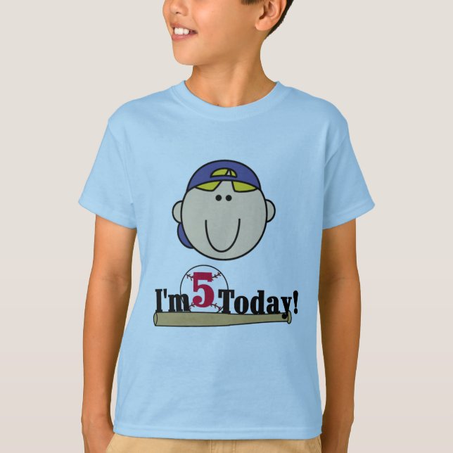 Blond Boy Baseball 5. Geburtstag T-Shirt (Vorderseite)
