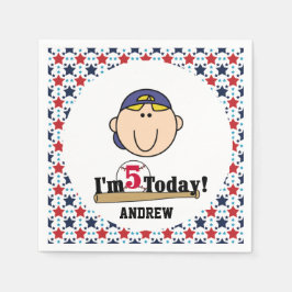 Blond Boy Baseball 5. Geburtstagspapier Napkins Serviette