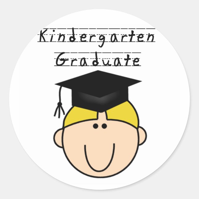 Blond Boy Kindergarten Graduate Tshirts Runder Aufkleber (Vorderseite)