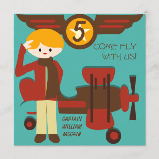 Blond Boy Pilot zum Geburtstag Einladungen
