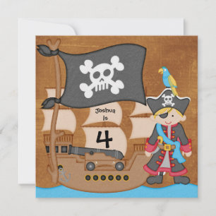 Blond Boy Pirate Schiff Custom Birthday Einladung