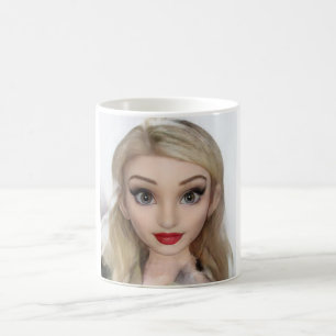 Blond Cartoon Doll Red Lipstick Kaffeetasse