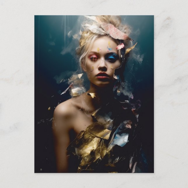 Blond Fashion Model Fotografie Postkarte (Vorderseite)