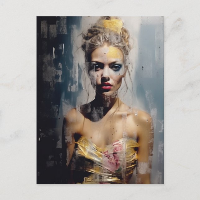 Blond Fashion Model Fotografie Postkarte (Vorderseite)