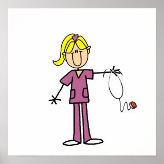 Blond Female Strichmännchen Nurse Poster