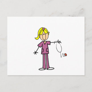 Blond Female Strichmännchen Nurse Postkarte