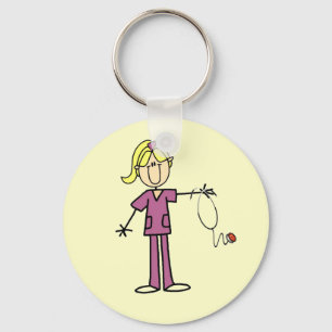 Blond Female Strichmännchen Nurse Schlüsselanhänger