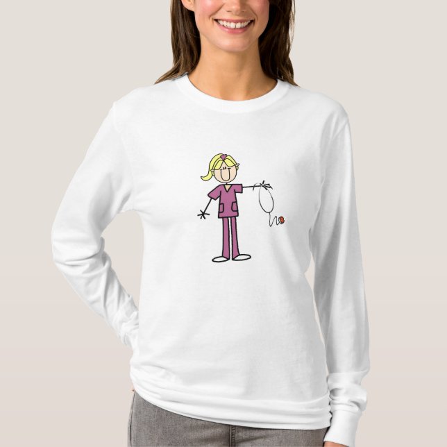 Blond Female Strichmännchen Nurse T - Shirt (Vorderseite)