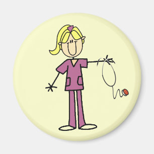 Blond Female Strichmännchen Nurse T - Shirt Magnet