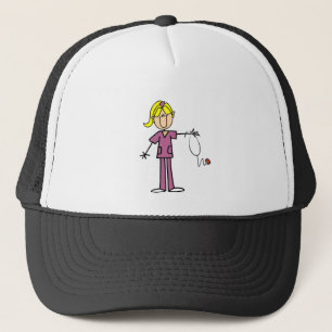 Blond Female Strichmännchen Nurse T - Shirt Truckerkappe