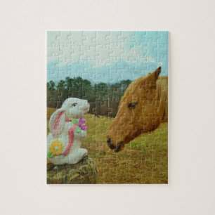 Blond Gelbes Pferd & Ostersonnen Puzzle