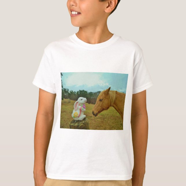 Blond Gelbes Pferd & Ostersonnen T-Shirt (Vorderseite)