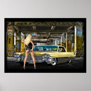 blond, Gewehr, Cadillac-Plakat Poster