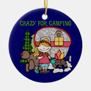 Blond Girl Crazy für Camping Keramikornament