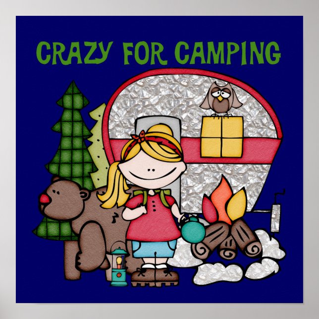 Blond Girl Crazy für Camping Poster (Vorne)