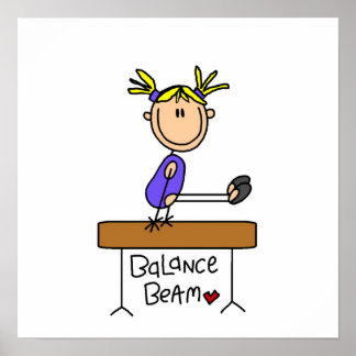 Blond Girl Gymnast auf Balance Beam Poster