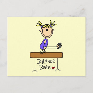 Blond Girl Gymnast über Beam Tshirts und Geschenke Postkarte