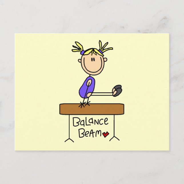 Blond Girl Gymnast über Beam Tshirts und Geschenke Postkarte (Vorderseite)