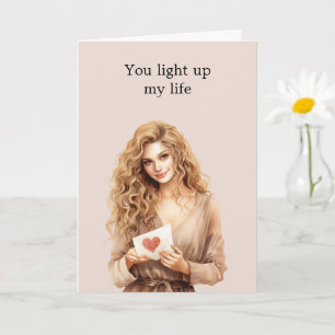 Blond Girl Heart Light Bulle beleuchtet mein Leben Karte